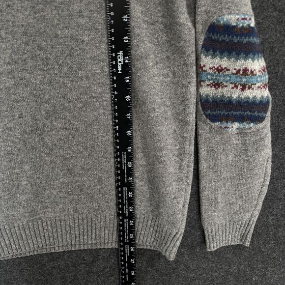 Refectory Sweater Men's Medium Gray Lambswool Elbow Patch Crewneck - Picture 4 of 7